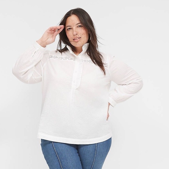Lane Bryant Tops - Lane Bryant Cottagcore Croquette Romantic Feminine White Blouse 22/24